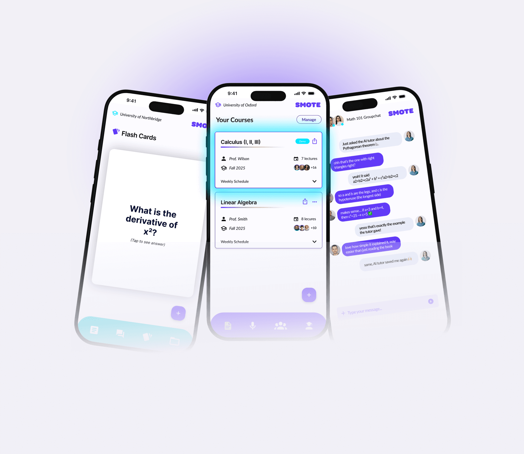 Smote app on three mobile devices